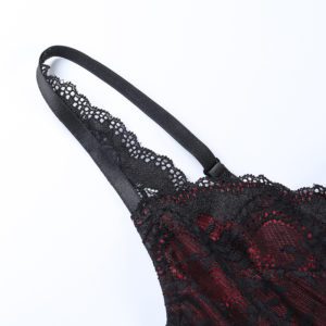 Black Lace Floral Red Camisole Details 2