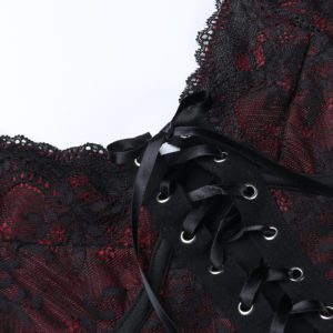 Black Lace Floral Red Camisole Details 3