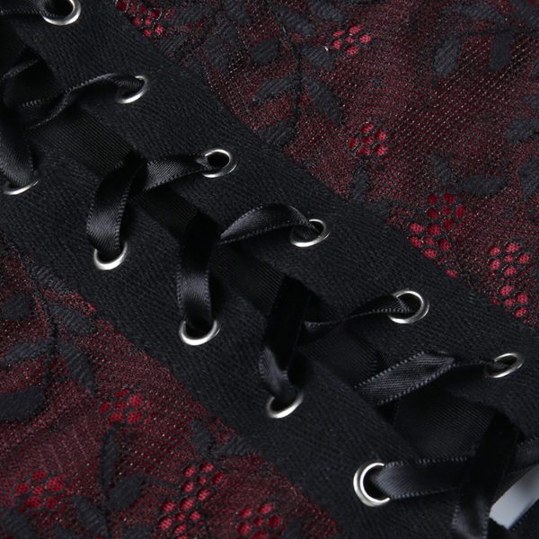 Black Lace Floral Red Camisole Details 4