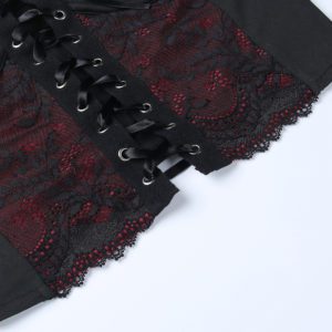 Black Lace Floral Red Camisole Details 5