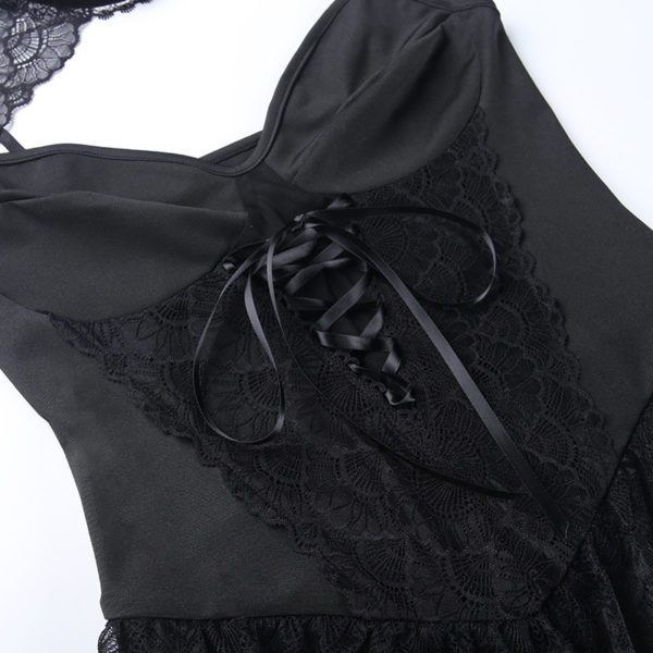 Black Lace Gothic Bodysuit Details 3