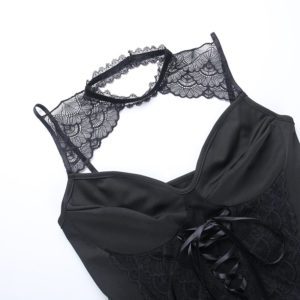 Black Lace Gothic Bodysuit Details