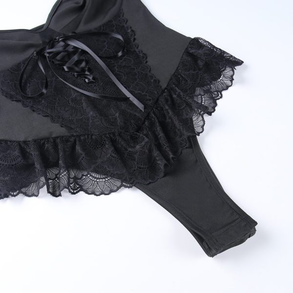Black Lace Gothic Bodysuit Details 4