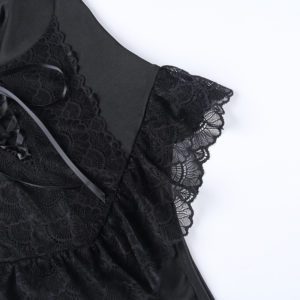 Black Lace Gothic Bodysuit Details 5