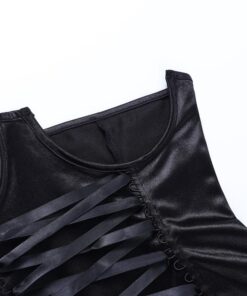 Black Lace up Corset Mesh Mini Skirt Details 2