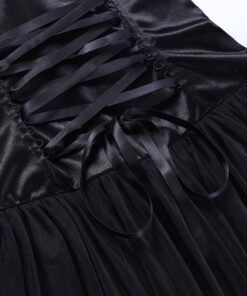 Black Lace up Corset Mesh Mini Skirt Details