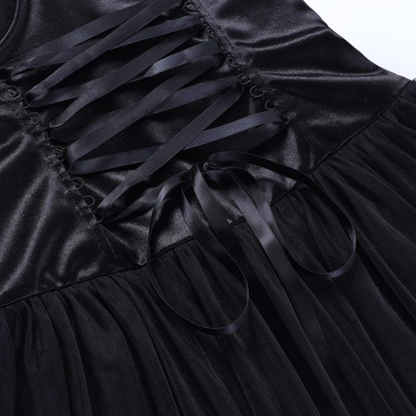 Black Lace up Corset Mesh Mini Skirt Details