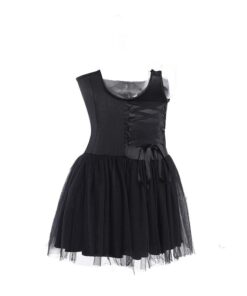 Black Lace up Corset Mesh Mini Skirt Full Side