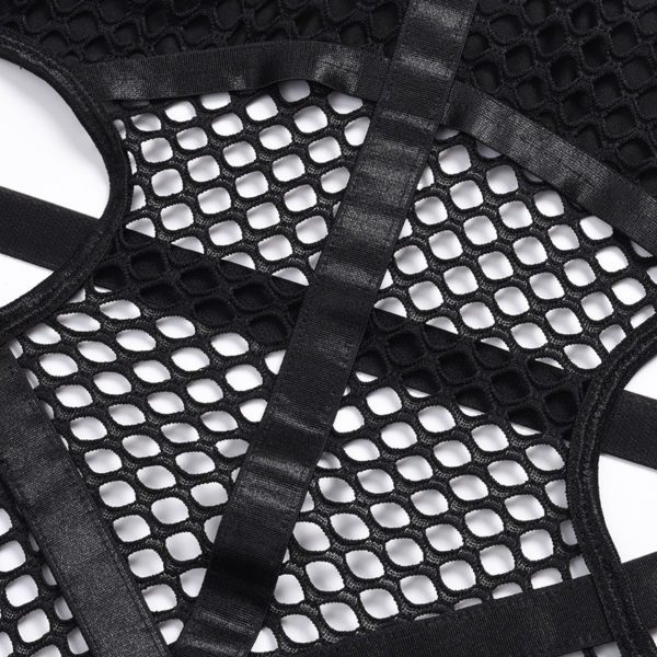 Gothic Fishnet Bodysuit Black Details 3