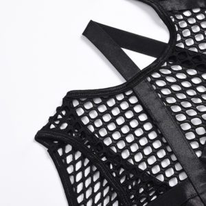 Gothic Fishnet Bodysuit Black Details 4