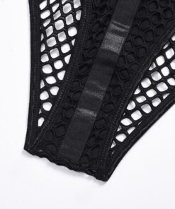 Gothic Fishnet Bodysuit Black Details 5
