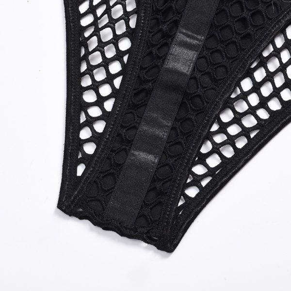 Gothic Fishnet Bodysuit Black Details 5