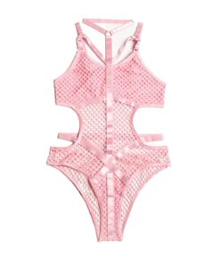 Gothic Fishnet Bodysuit Pink
