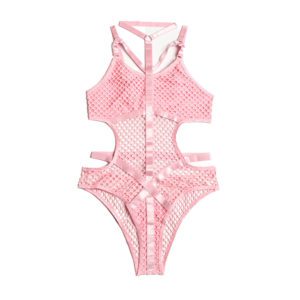 Gothic Fishnet Bodysuit Pink