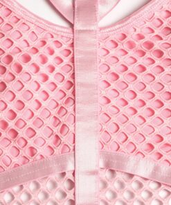 Gothic Fishnet Bodysuit Pink Details 4