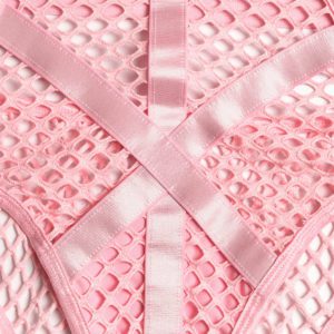 Gothic Fishnet Bodysuit Pink Details 5