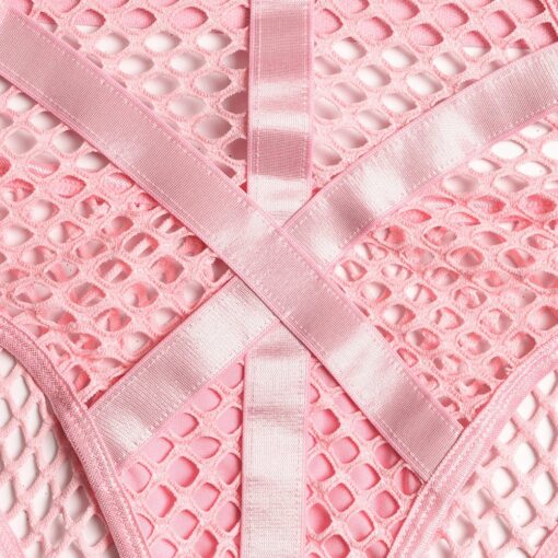 Gothic Fishnet Bodysuit Pink Details 5