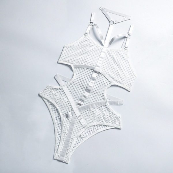 Gothic Fishnet Bodysuit White
