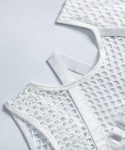 Gothic Fishnet Bodysuit White Details 4
