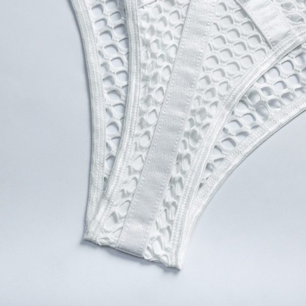 Gothic Fishnet Bodysuit White Details 5