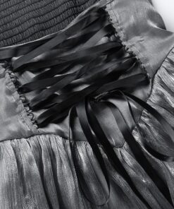 Gray Corset Lace Trim Mini Dress Details 2