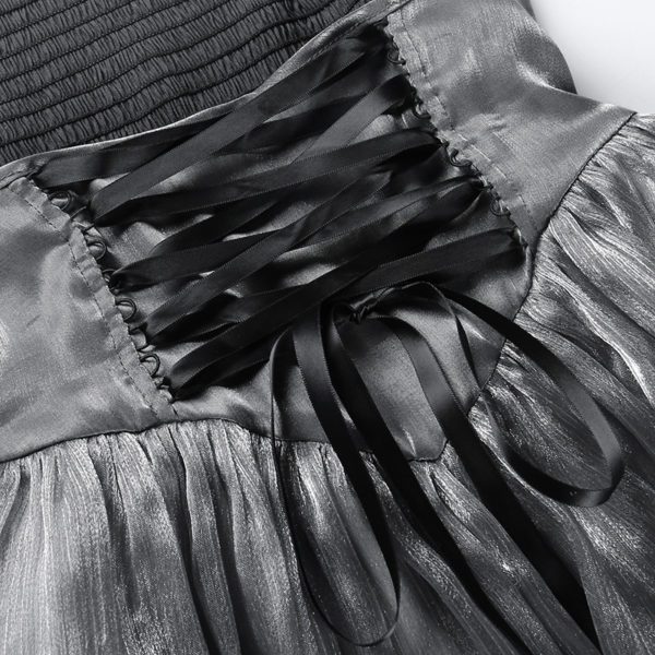 Gray Corset Lace Trim Mini Dress Details 2
