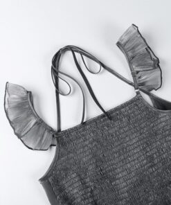 Gray Corset Lace Trim Mini Dress Details 4