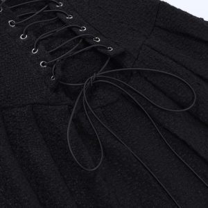 High Waist Black Corset Mini Skirt Details 2