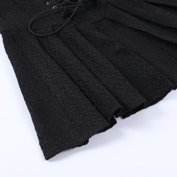 High Waist Black Corset Mini Skirt Details 3