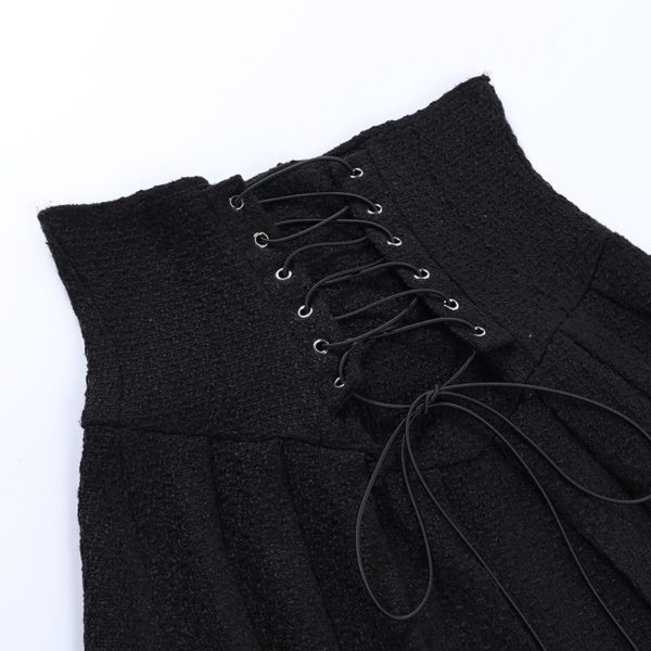 High Waist Black Corset Mini Skirt Details