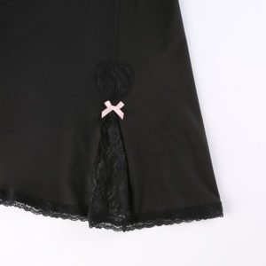 Lace Patchwork Mini Dress with Bows Details 2