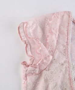 Pink Lace Crop Top with Bow Details 2