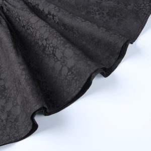 Puff Sleeve Black Floral Lace Mini Dress Details 5