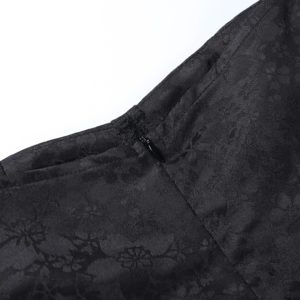 Puff Sleeve Black Floral Lace Mini Dress Details 6