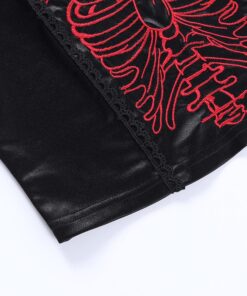 Red Rib Cage Black Camisole Details 2