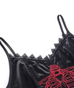 Red Rib Cage Black Camisole Details