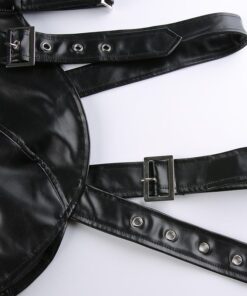 Vegan Leather One Shoulder Cropped Jacket Details 3