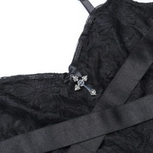 Bandage Corset Lace Dress with Cross Details 2