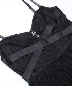 Bandage Corset Lace Dress with Cross Details