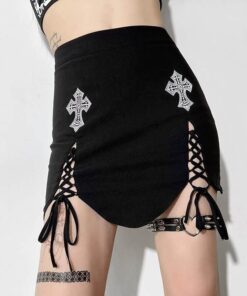 Bandage Mini Skirt with Diamond Crosses 6