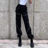 Black Cargo Pants with Gray Lines