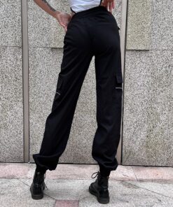 Black Cargo Pants with Gray Lines 4