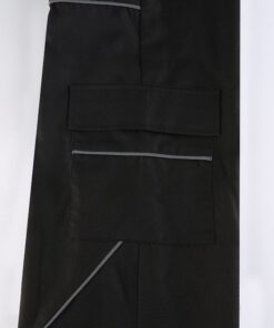 Black Cargo Pants with Gray Lines Details 2