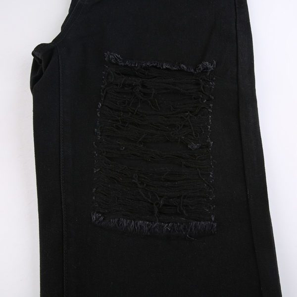 Distressed High Waist Black Flare Pants Details 2