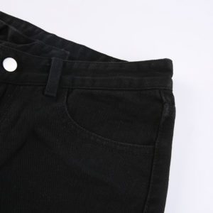Distressed High Waist Black Flare Pants Details