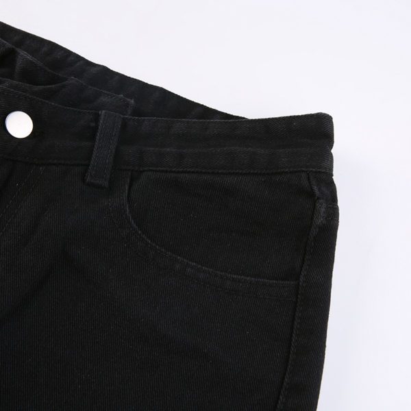 Distressed High Waist Black Flare Pants Details