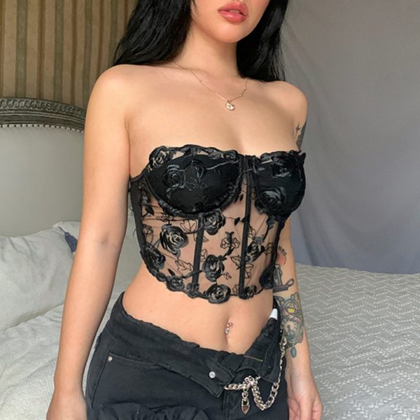 Floral Lace Cropped Tube Top 4