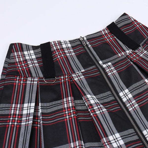 Plaid Zip up Camisole with Pleated Mini Skirt Details 3