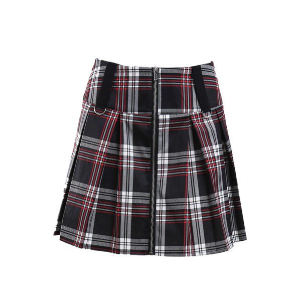Plaid Zip up Camisole with Pleated Mini Skirt Skirt Only