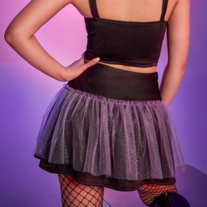 Purple Mesh Mini Skirt with Belt 3